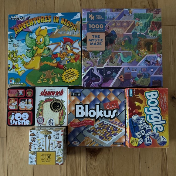 Game & Puzzle Collection! Blokus Neopets Magic Puzzle Boggle Labyrinth Slamwich - Picture 1 of 3